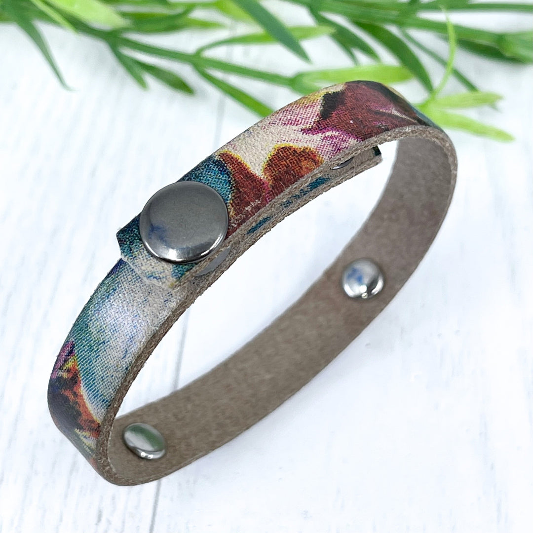 MAMA BEAR Tan Watercolor Leather Skinny Bracelet, adjustable Skinny Bracelets Create Hope Cuffs