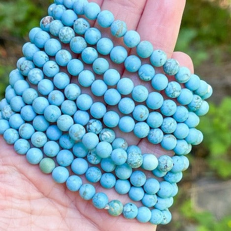 Matte Ocean Blue Turquoise | Gemstone Bead Bracelets | 6mm Stone | Women Bracelets Create Hope Cuffs