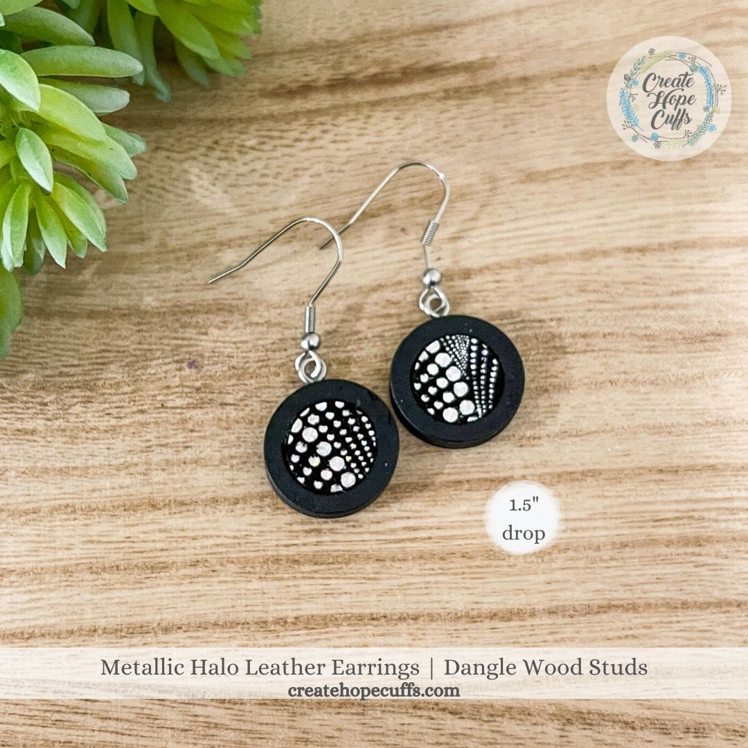 Metallic Halo Feathers | Leather Earrings | 2 Styles | Hypoallergenic | Women Leather Earrings Create Hope Cuffs