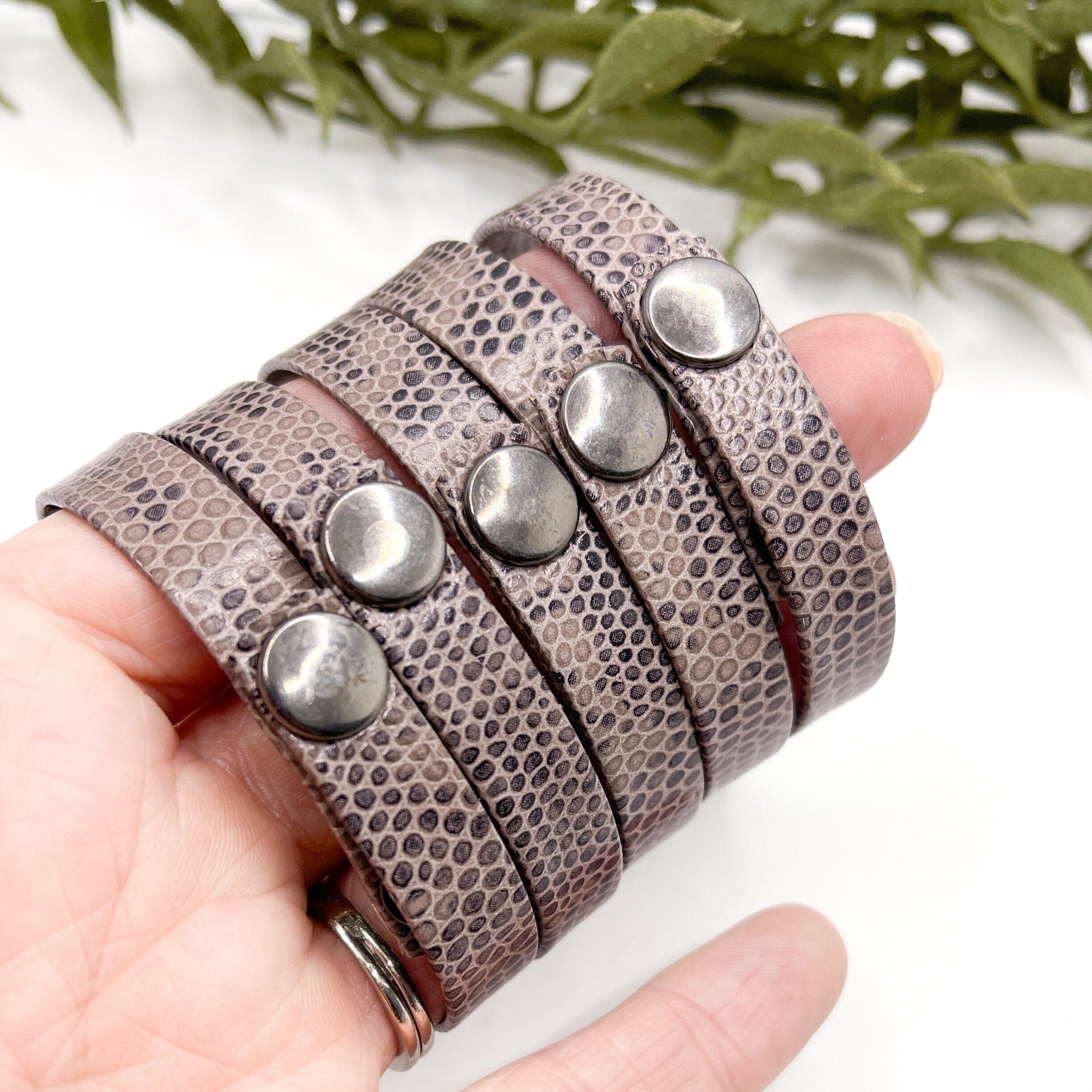 New! Lizard Grey Design Leather | 8 Phrases | Skinny Bracelet | Adjustable Skinny Bracelets Create Hope Cuffs 