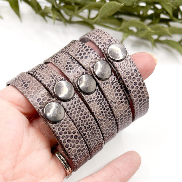 New! Lizard Grey Design Leather | 8 Phrases | Skinny Bracelet | Adjustable Skinny Bracelets Create Hope Cuffs