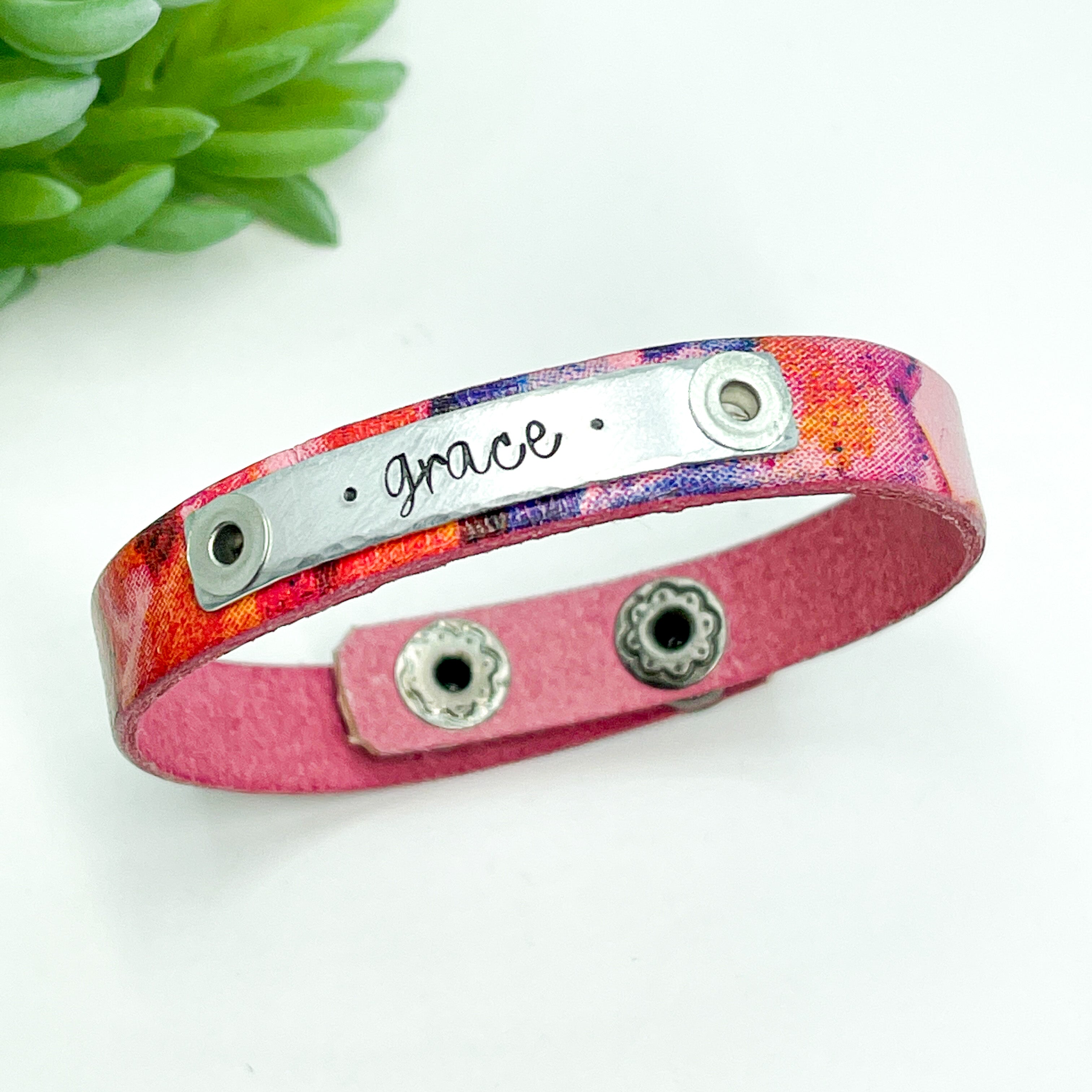 New! Rose Watercolor Leather | 14 Phrases | Skinny Bracelet | Adjustable Skinny Bracelets Create Hope Cuffs 