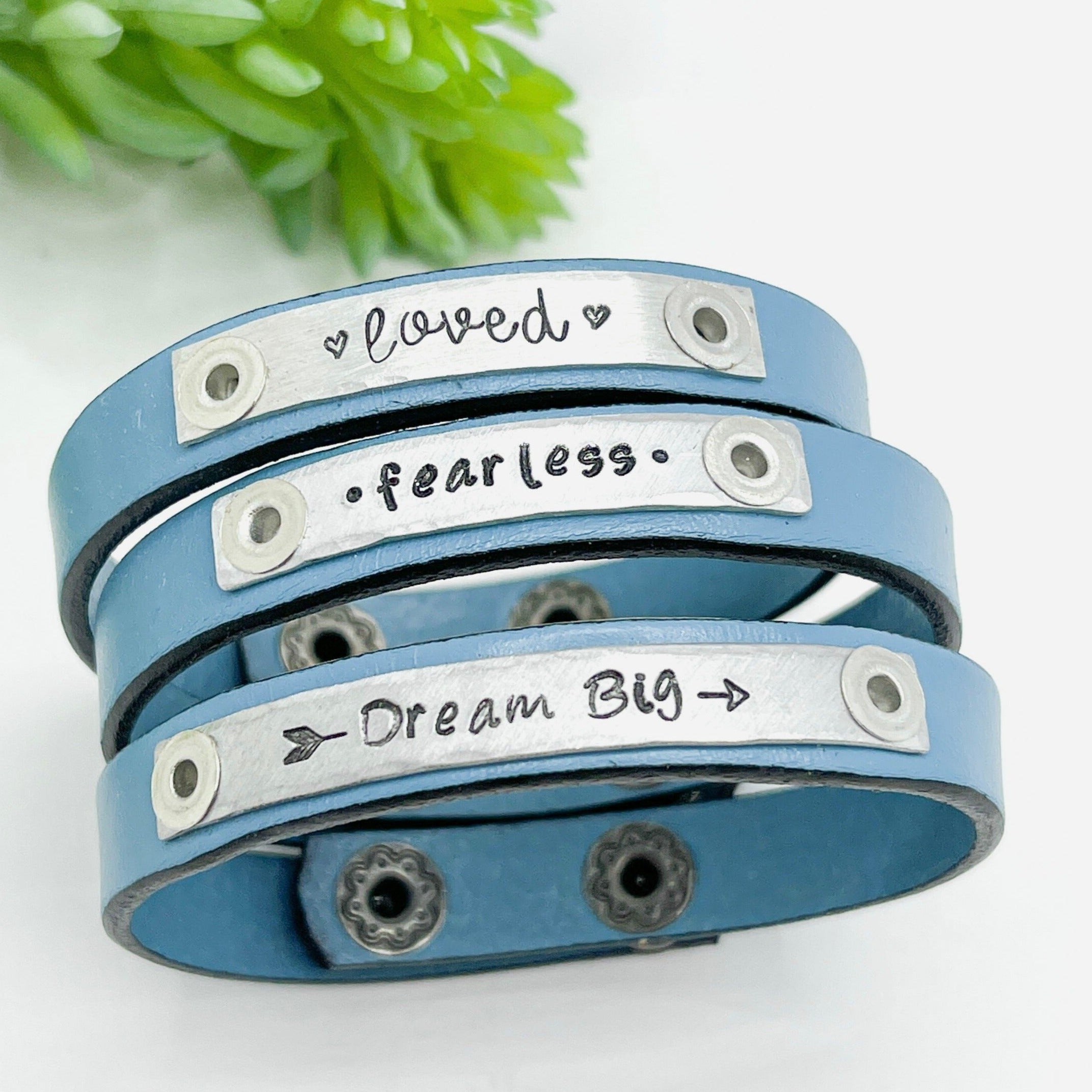 New Teal | 7 Phrases | Leather Skinny Bracelet | Adjustable Skinny Bracelets Create Hope Cuffs