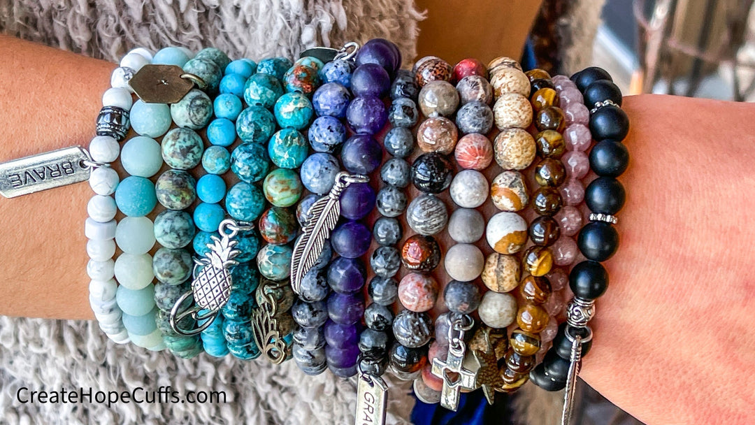 New Teal | 7 Phrases | Leather Skinny Bracelet | Adjustable Skinny Bracelets Create Hope Cuffs