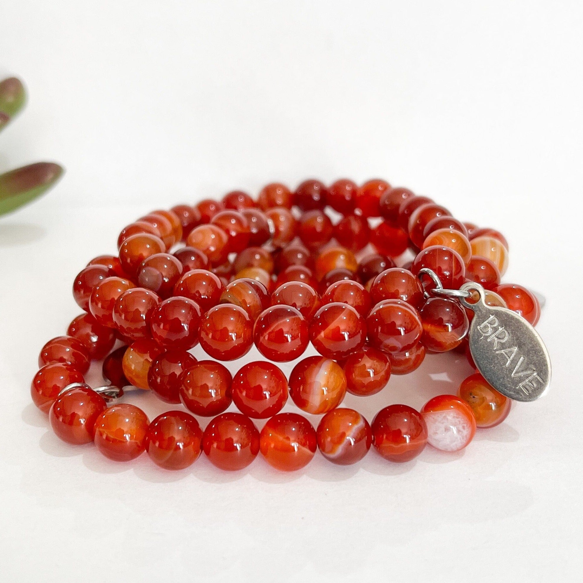 Orange Dragon Bead Bracelet | BRAVE Charm |8mm | Natural Gemstone | Womens Bracelets Create Hope Cuffs 