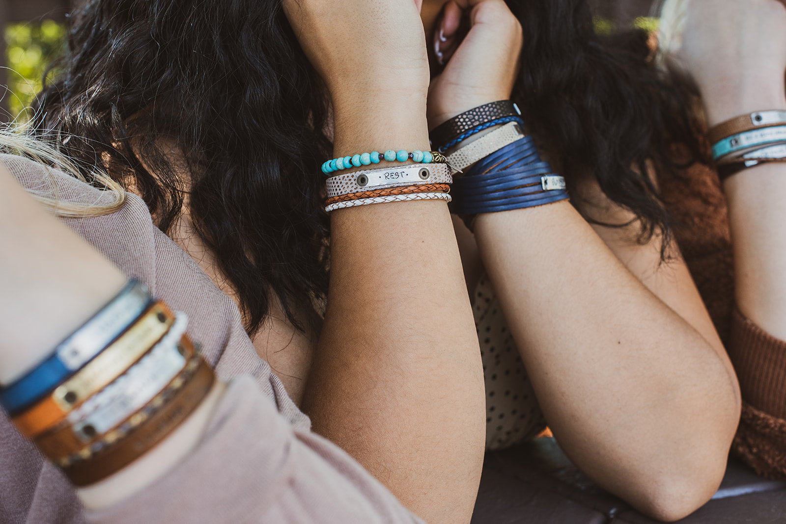 OVERCOMER Leather Double Wrap | Silver Bar Bracelet | Adjustable Leather Wrap Create Hope Cuffs