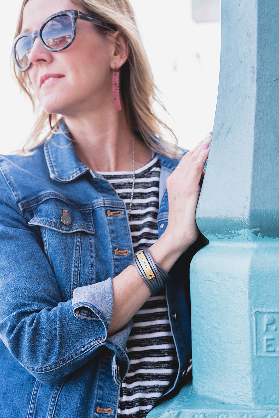 OVERCOMER Leather Double Wrap | Silver Bar Bracelet | Adjustable Leather Wrap Create Hope Cuffs