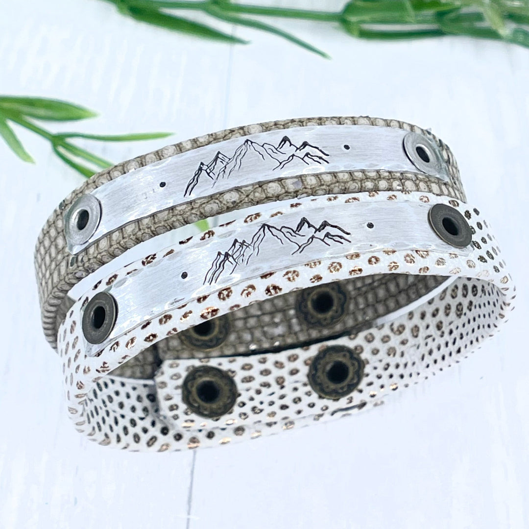 Skinny Mountain Luxor Leather Bracelets | Adjustable Skinny Bracelets Create Hope Cuffs