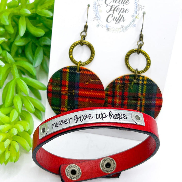 Solid True Red | 7 Phrases | Leather Skinny Bracelet | Adjustable Skinny Bracelets Create Hope Cuffs