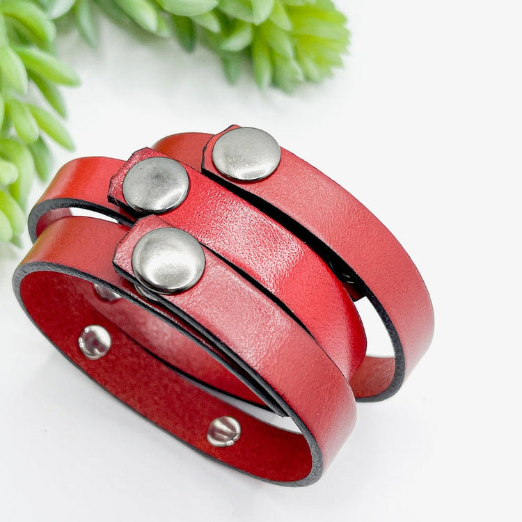 Solid True Red | 7 Phrases | Leather Skinny Bracelet | Adjustable Skinny Bracelets Create Hope Cuffs