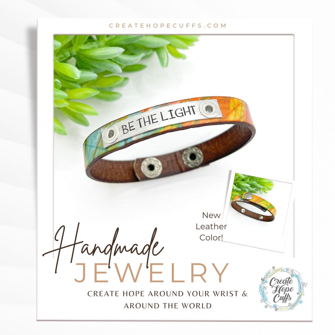 Sunset Splash BE THE LIGHT | Leather Skinny Bracelet | Adjustable Skinny Bracelets Create Hope Cuffs