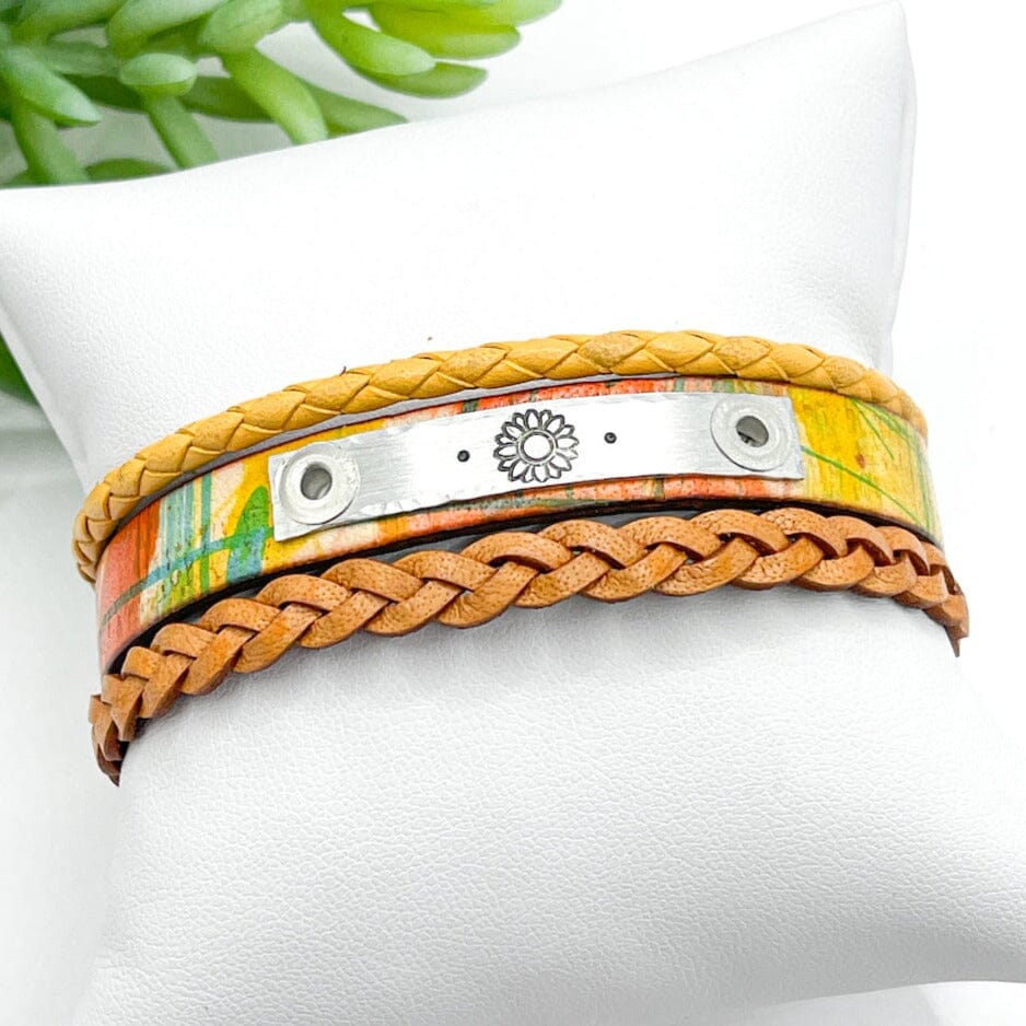 Sunset Splash SUNFLOWER | Skinny Set | Leather Bracelets | Womens Skinny Bracelets Create Hope Cuffs