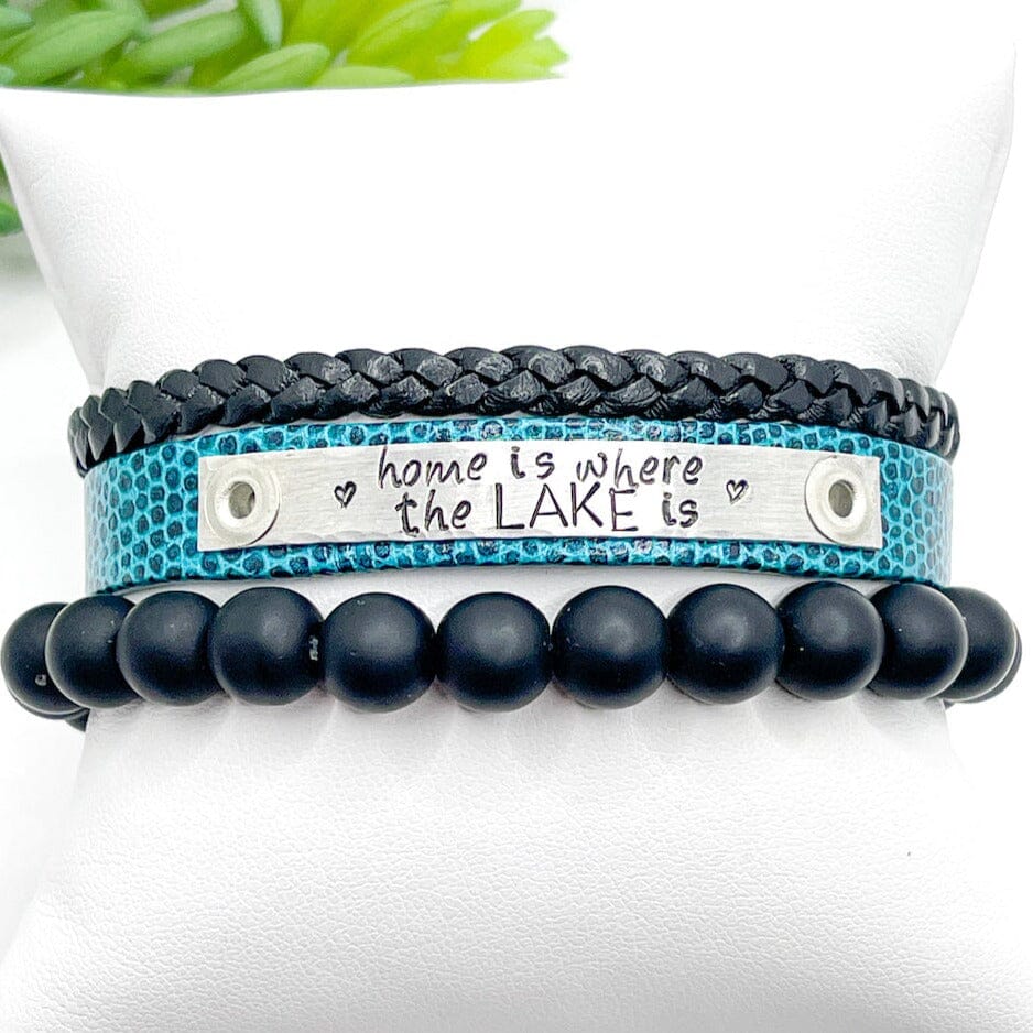 Turquoise Lizard Print HOME | Skinny Set | Leather Bracelets | Womens Skinny Bracelets Create Hope Cuffs