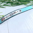 (Wholesale) Be the Light Embossed Turquoise Leather Skinny Bracelet | Adjustable