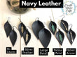 (Wholesale) Navy Leather Boho Petal Earrings | 2 Sizes | Choose your Charm | Oil Diffusers