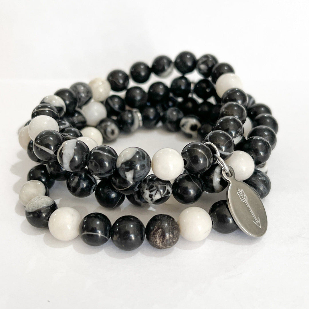 Zebra Jasper Bead Bracelet | Long Arrow Charm |8mm | Natural Gemstone | Womens Bracelets Create Hope Cuffs