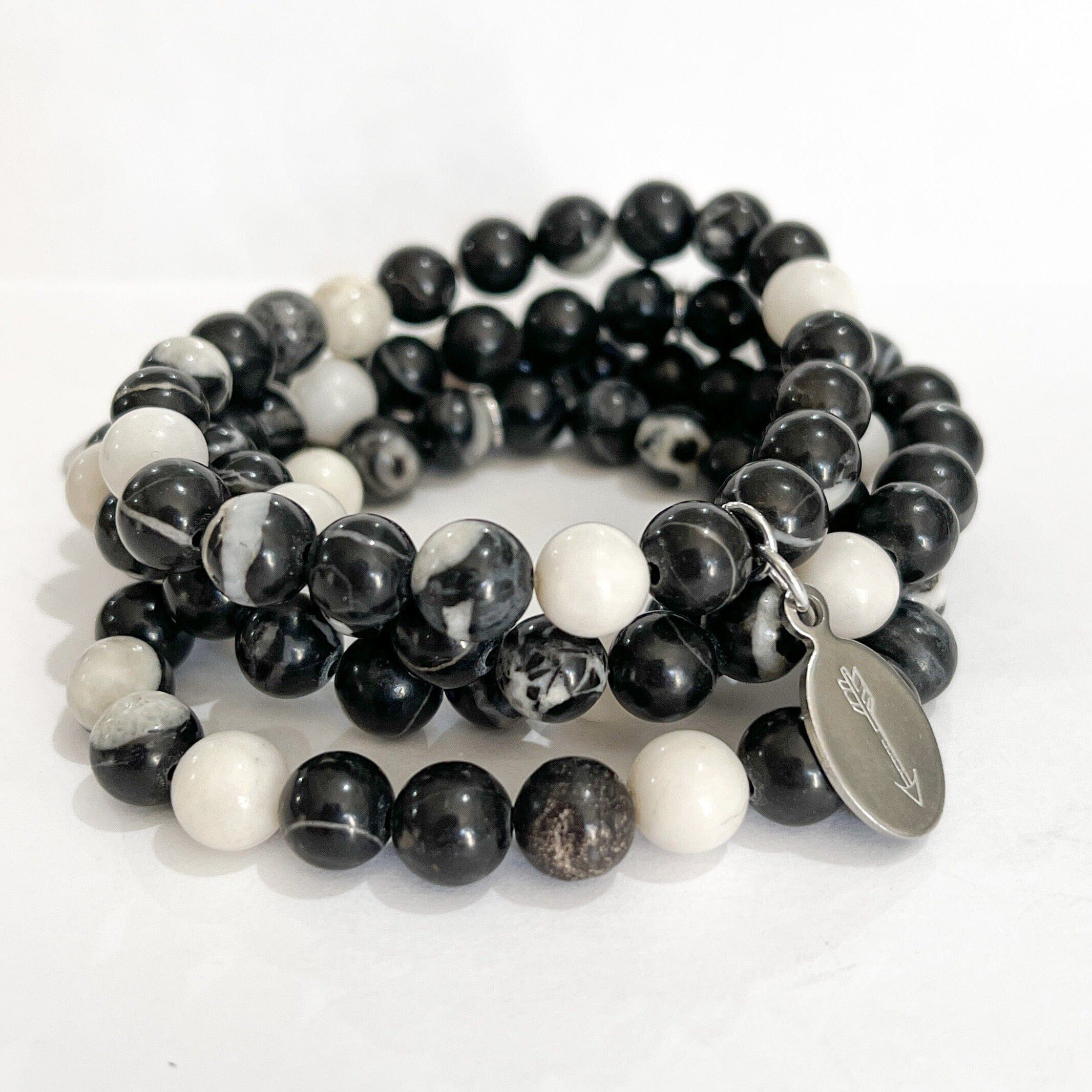 Zebra Jasper Bead Bracelet | Long Arrow Charm |8mm | Natural Gemstone | Womens Bracelets Create Hope Cuffs