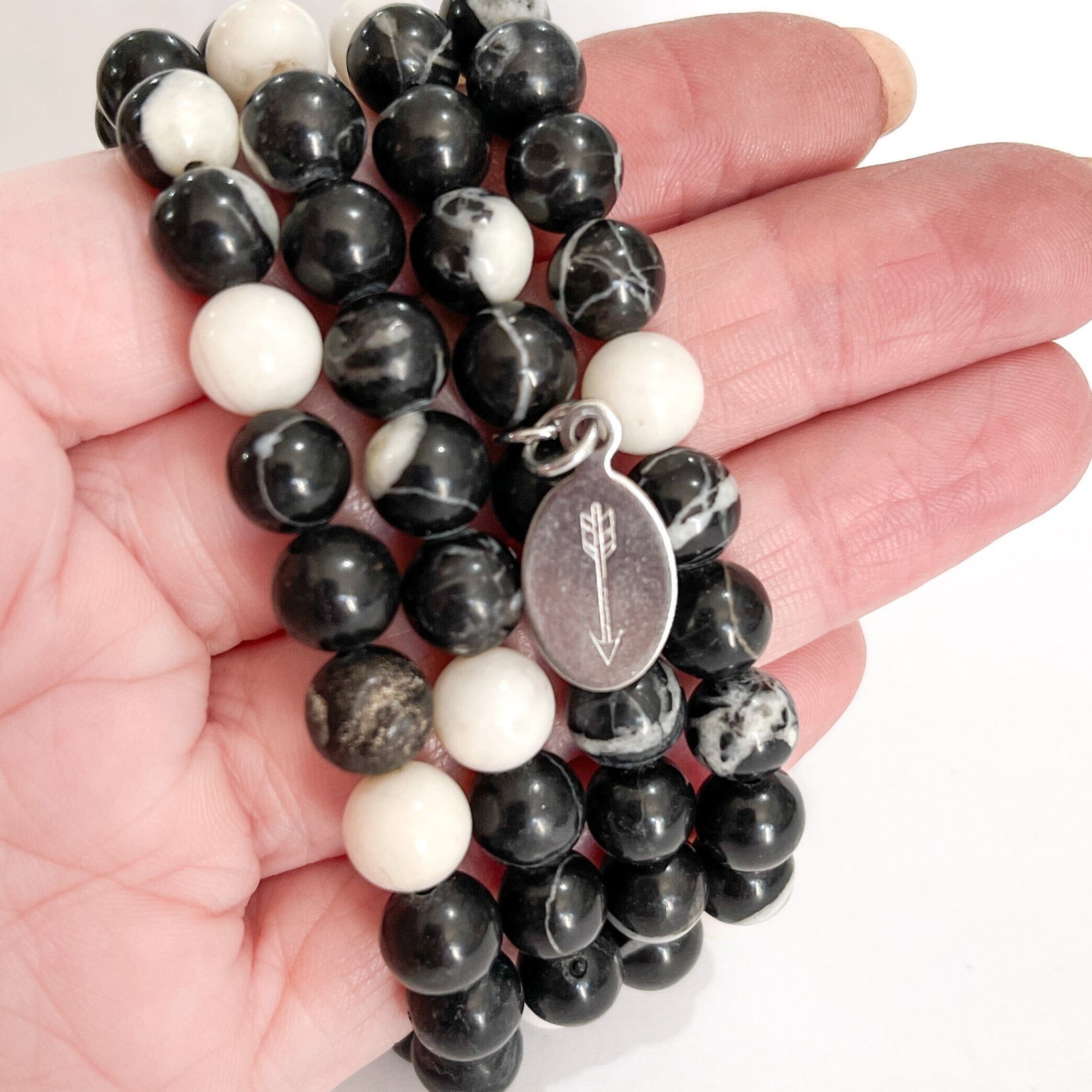 Zebra Jasper Bead Bracelet | Long Arrow Charm |8mm | Natural Gemstone | Womens Bracelets Create Hope Cuffs