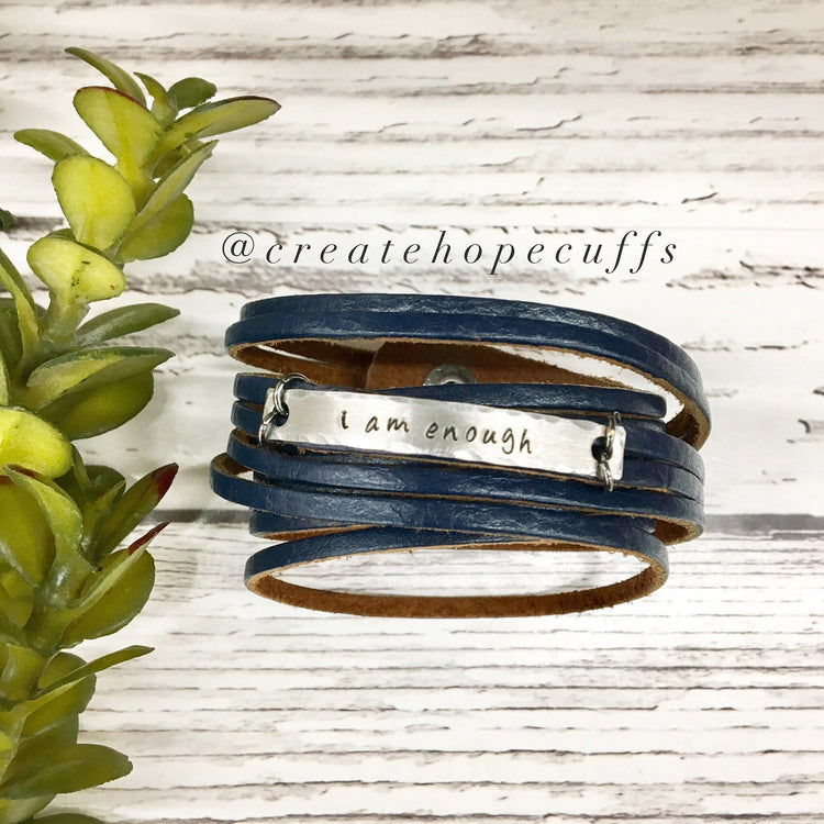 2024 WORD OF THE YEAR Double Wrap Leather Bracelet | Personalized | Adjustable Leather Wrap Create Hope Cuffs 