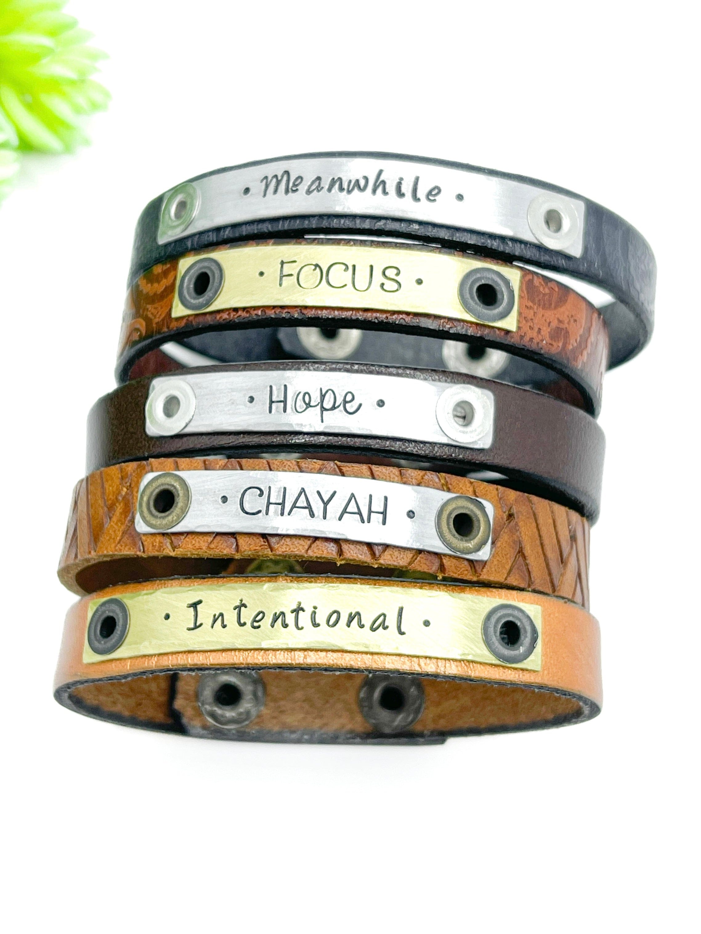 2026 WORD OF THE YEAR Skinny Genuine Leather Bracelet | Womens