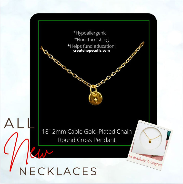 2025 DAY ONE | HOLI-DAILY |New! 2mm Hope Necklace | 18K Gold Plated | Choose Pendant | 18" Women Necklace (Copy) Create Hope Cuffs 