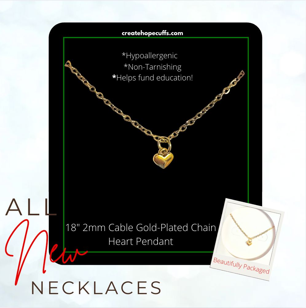 2025 DAY ONE | HOLI-DAILY |New! 2mm Hope Necklace | 18K Gold Plated | Choose Pendant | 18" Women Necklace (Copy) Create Hope Cuffs Mini Gold Heart 