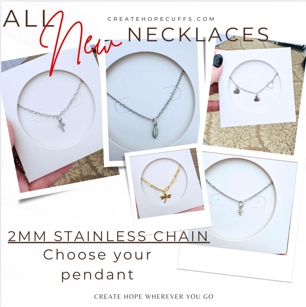 2025 DAY ONE | HOLI-DAILY | New! 2mm Hope Necklace | Stainless Steel | Choose Pendant | 18" Women Necklace Create Hope Cuffs Choose Your Pendant 