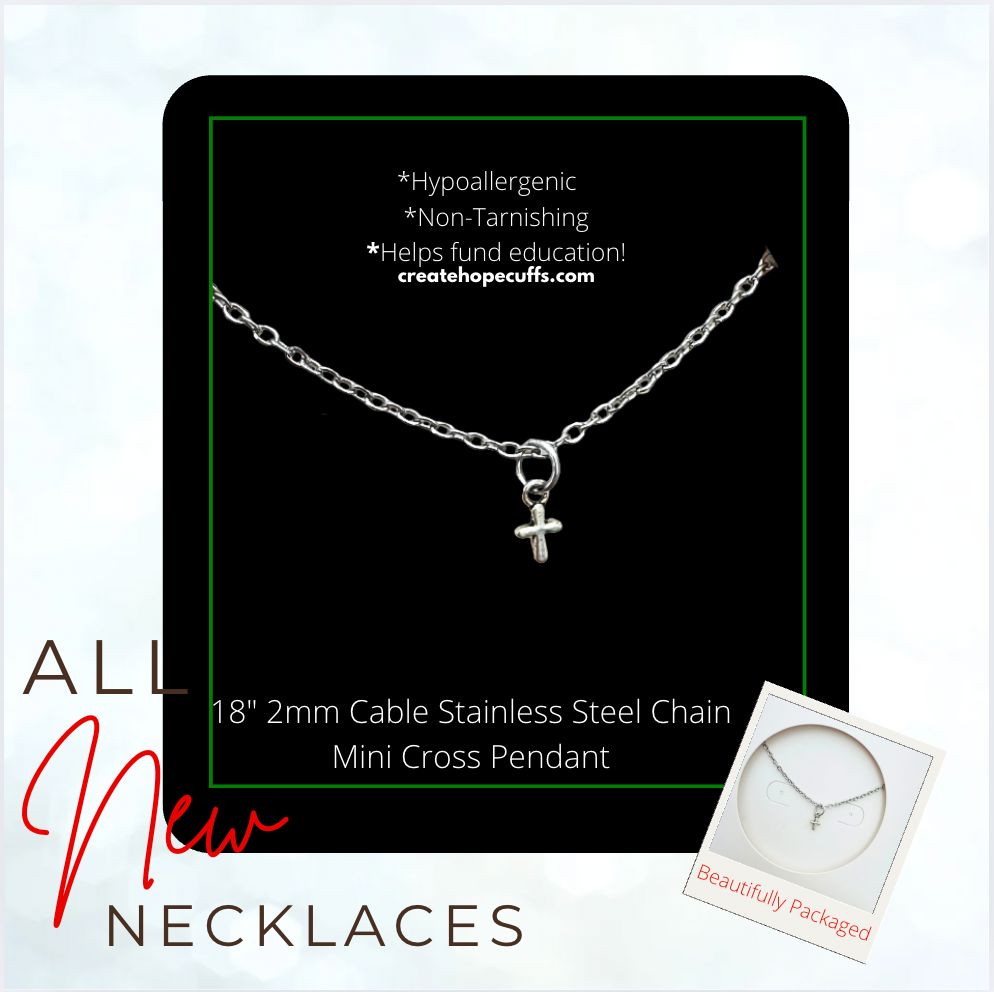 2025 DAY ONE | HOLI-DAILY | New! 2mm Hope Necklace | Stainless Steel | Choose Pendant | 18" Women Necklace Create Hope Cuffs Mini Cross 
