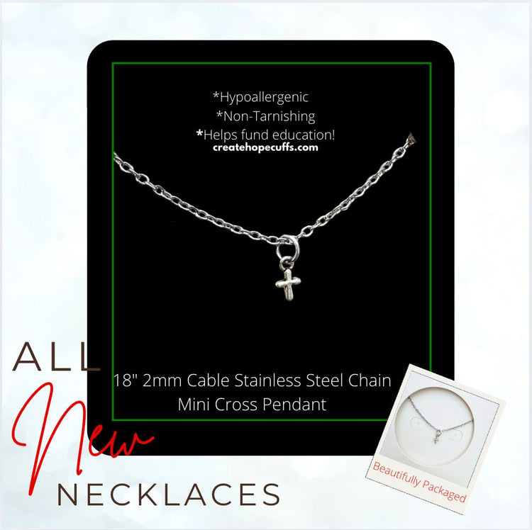 2025 DAY ONE | HOLI-DAILY | New! 2mm Hope Necklace | Stainless Steel | Choose Pendant | 18" Women Necklace Create Hope Cuffs Mini Cross 