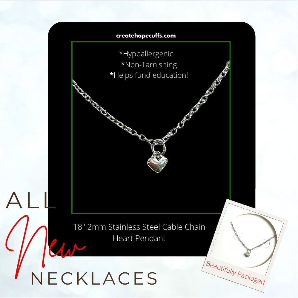 2025 DAY ONE | HOLI-DAILY | New! 2mm Hope Necklace | Stainless Steel | Choose Pendant | 18" Women Necklace Necklace Create Hope Cuffs Mini Heart 