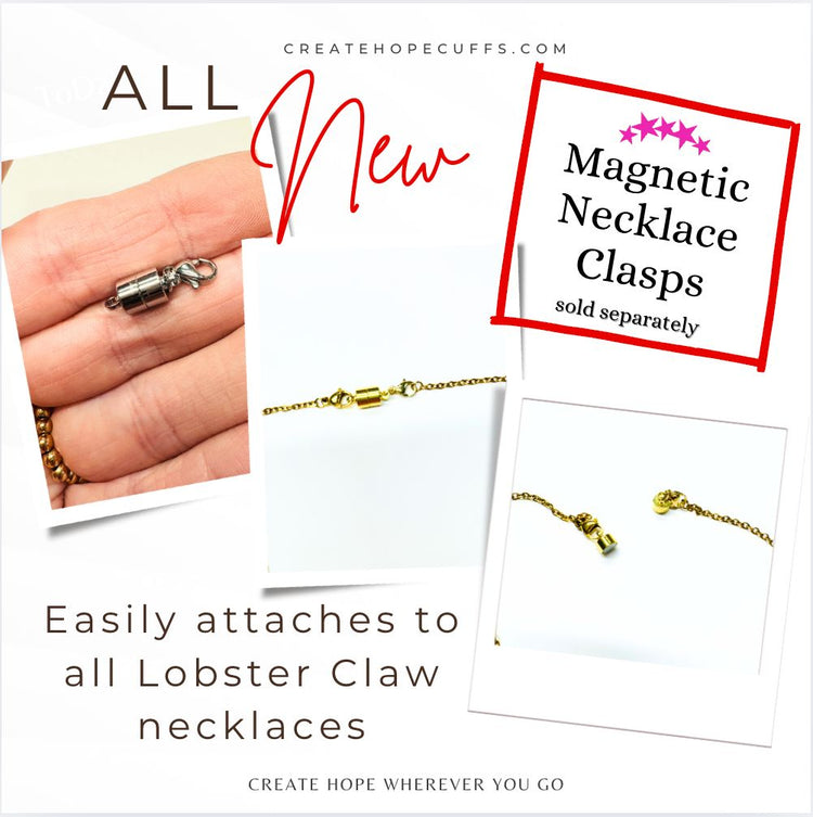 2025 DAY ONE | HOLI-DAILY | New! 4mm Hope GOLD or SILVER Paper Clip Chain Necklace | Choose Pendant | 18" Women Necklace Create Hope Cuffs Add-ON Gold Magnet Clasp 