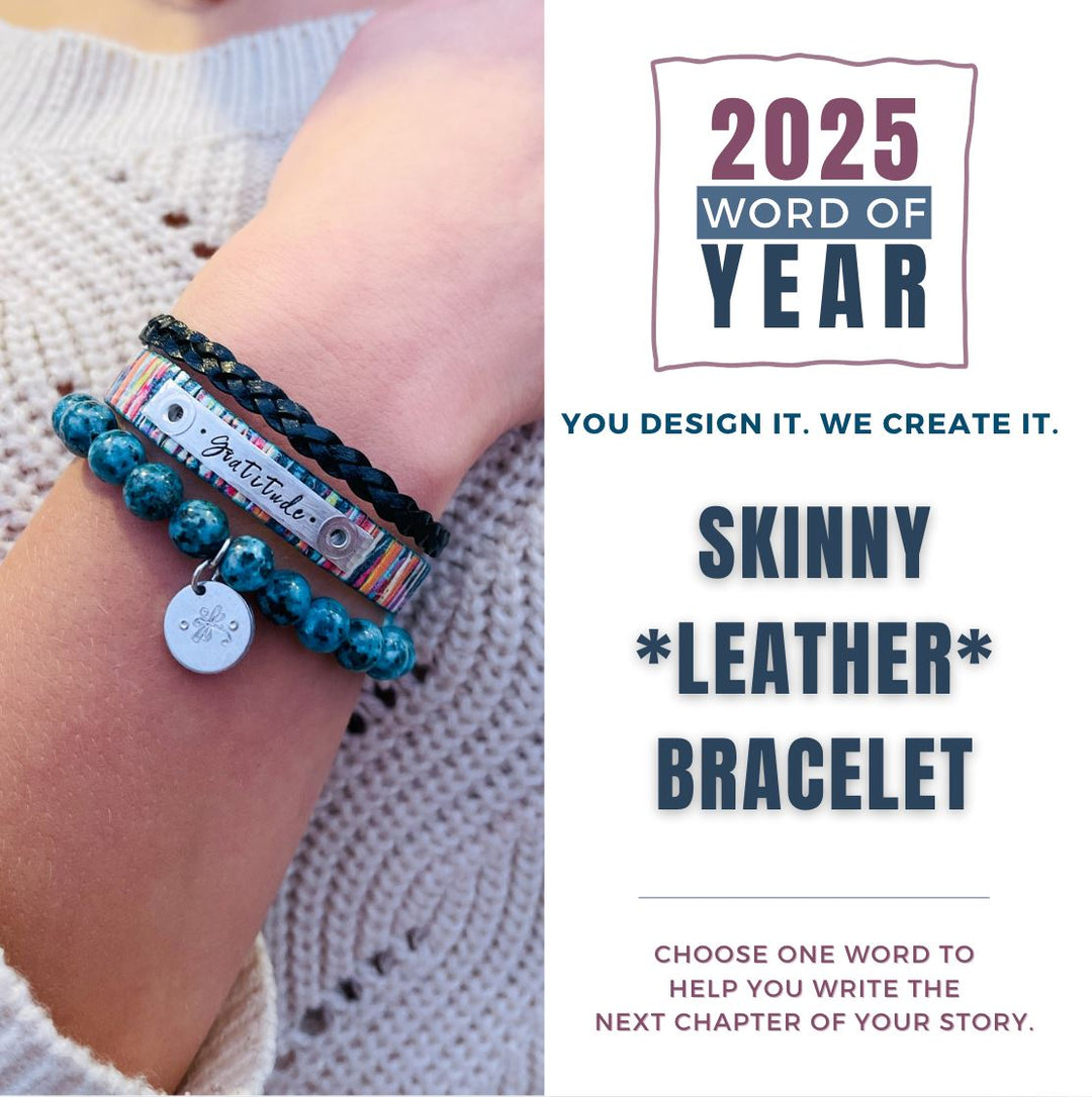 2025 WORD OF THE YEAR Skinny Genuine Leather Bracelet | Womens Teens | Adjustable Skinny Bracelets Create Hope Cuffs 