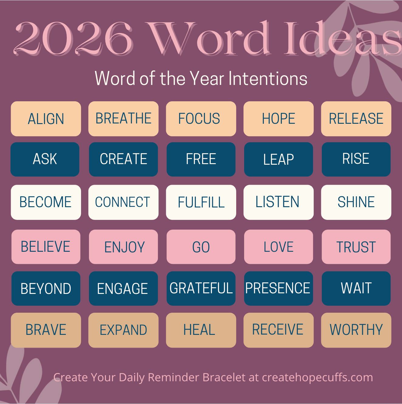 2026 WORD OF THE YEAR MiNi Wrap Leather Bracelet | Personalized | Adjustable Leather Wrap Create Hope Cuffs 