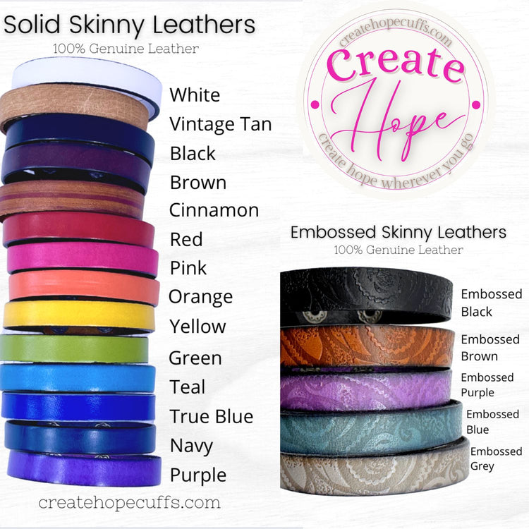 2026 WORD OF THE YEAR Skinny Genuine Leather Bracelet | Womens Teens | Adjustable Skinny Bracelets Create Hope Cuffs 