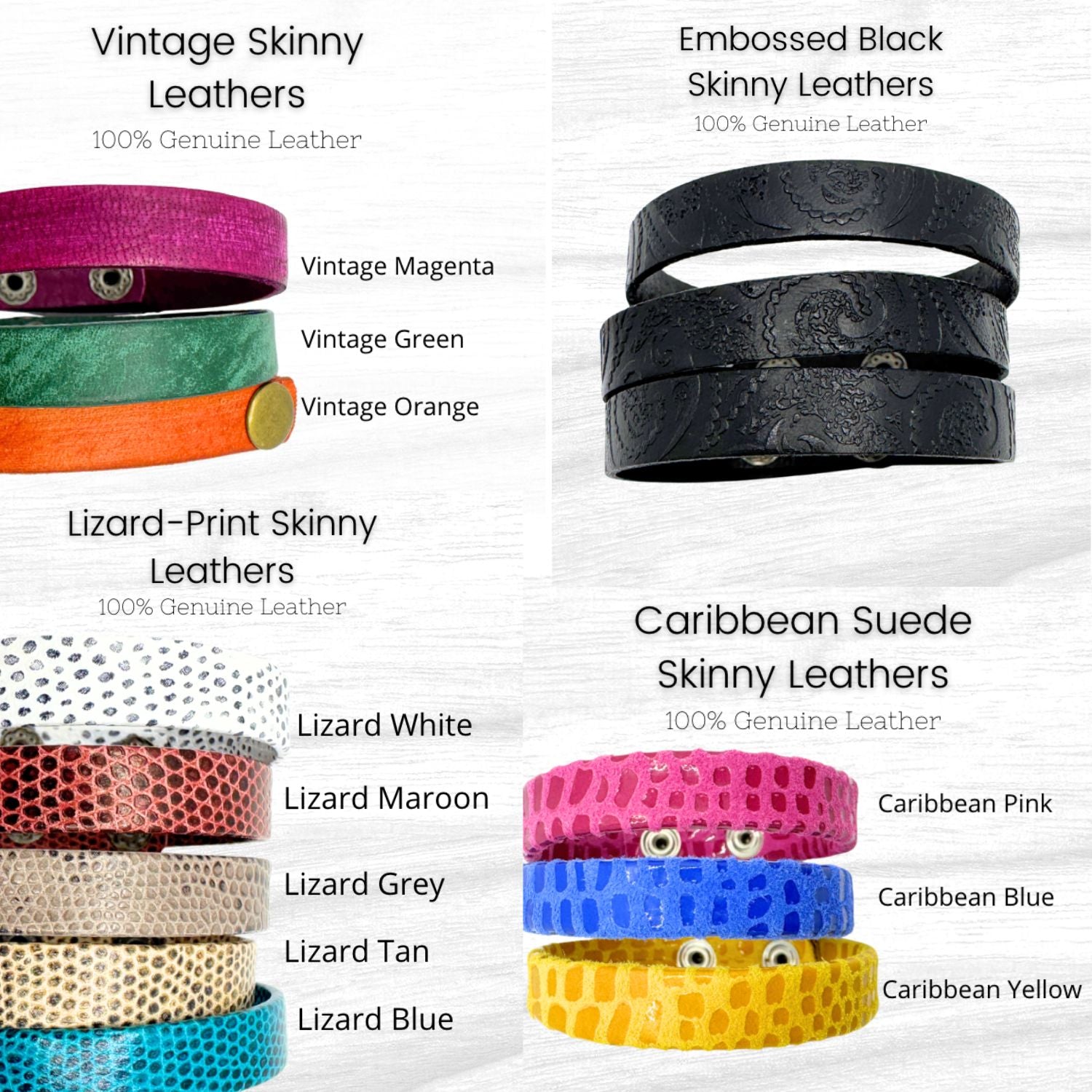 2026 WORD OF THE YEAR Skinny Genuine Leather Bracelet | Womens