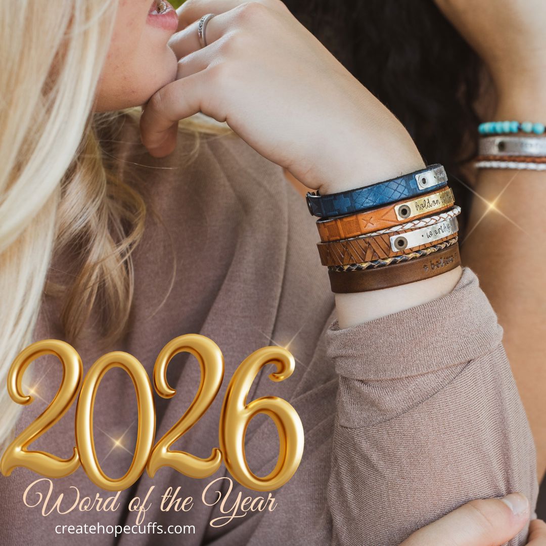 2026 WORD OF THE YEAR Skinny Genuine Leather Bracelet | Womens Teens | Adjustable Skinny Bracelets Create Hope Cuffs 