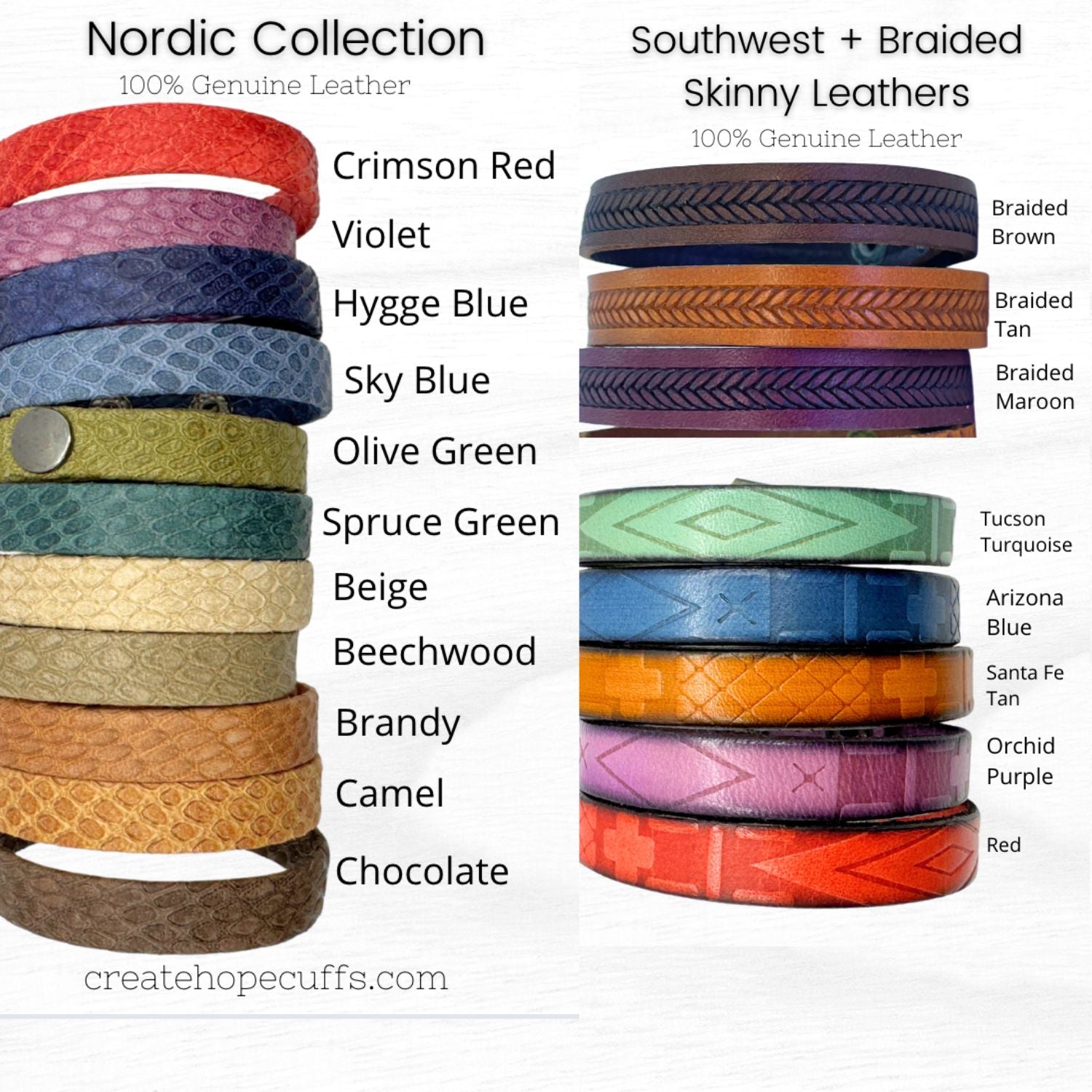 2026 WORD OF THE YEAR Skinny Genuine Leather Bracelet | Womens Teens | Adjustable Skinny Bracelets Create Hope Cuffs 