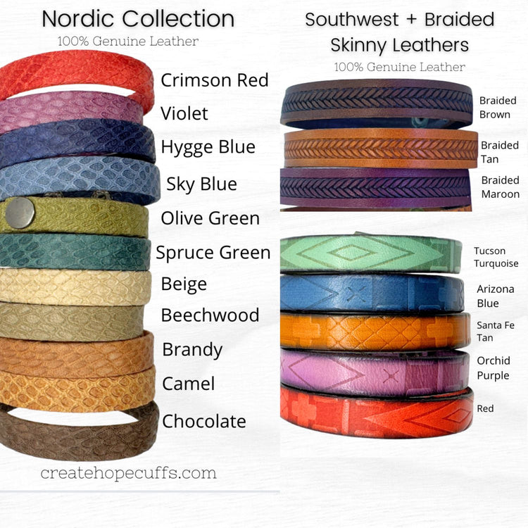 2026 WORD OF THE YEAR Skinny Genuine Leather Bracelet | Womens Teens | Adjustable Skinny Bracelets Create Hope Cuffs 