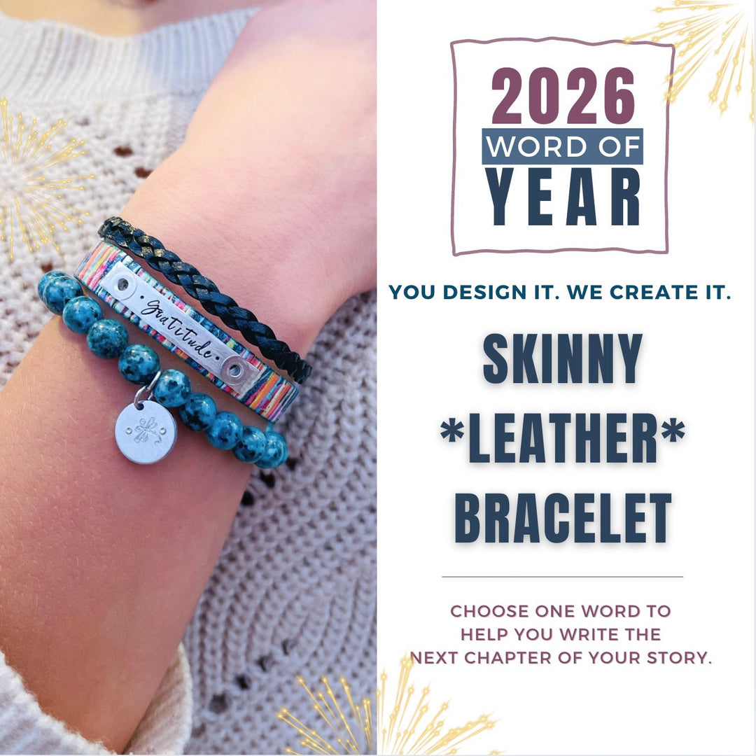 2026 WORD OF THE YEAR Skinny Genuine Leather Bracelet | Womens Teens | Adjustable Skinny Bracelets Create Hope Cuffs 