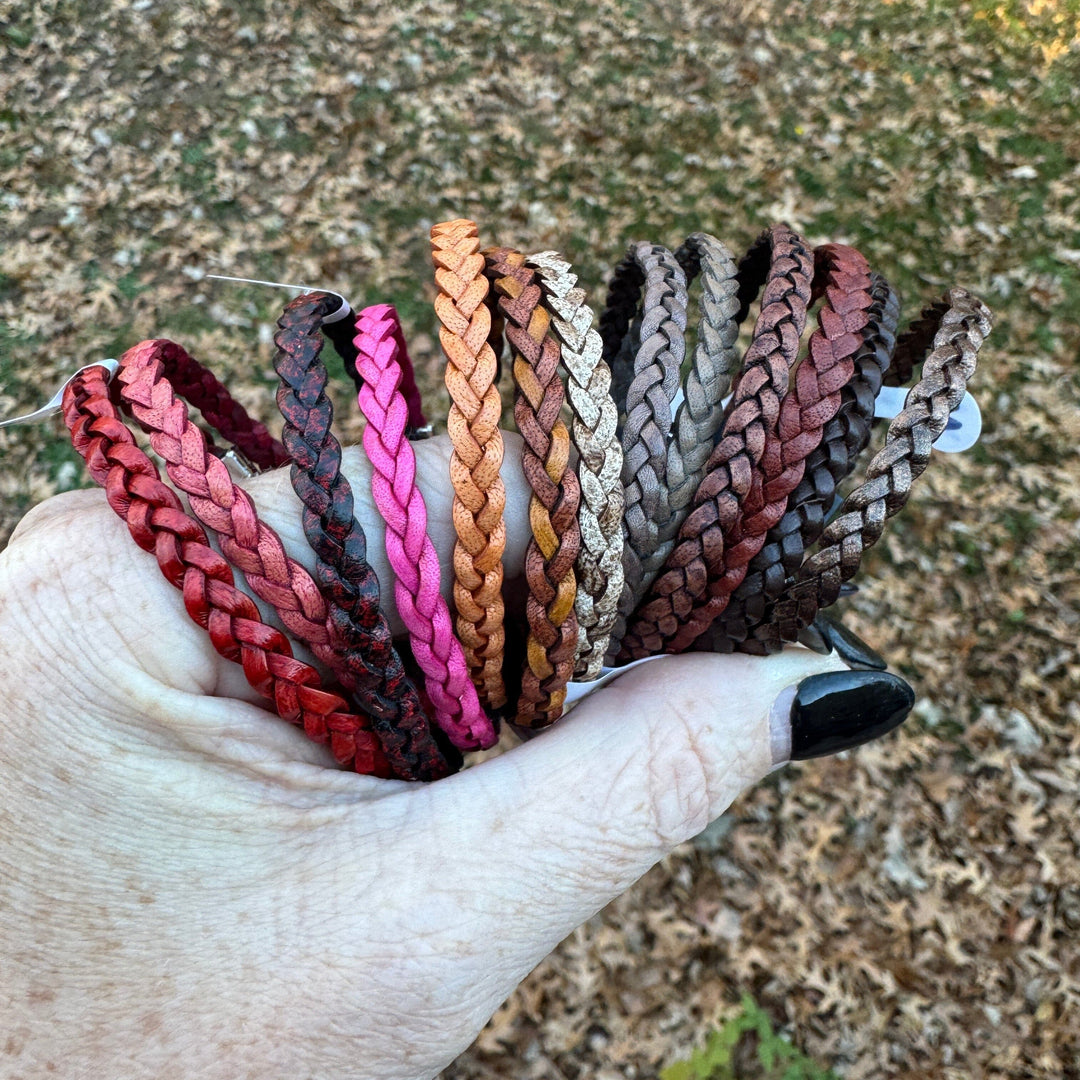 5mm FLAT Braided Leather Bracelets | SET A | 13 colors | Magnetic Closure | Unisex Bracelets Create Hope Cuffs 