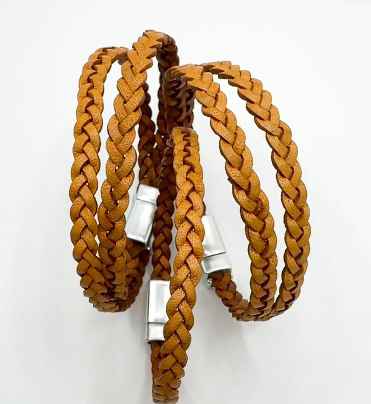 5mm FLAT Braided Leather Bracelets | SET A | 8 colors | Magnetic Closure | Unisex Bracelets Create Hope Cuffs 