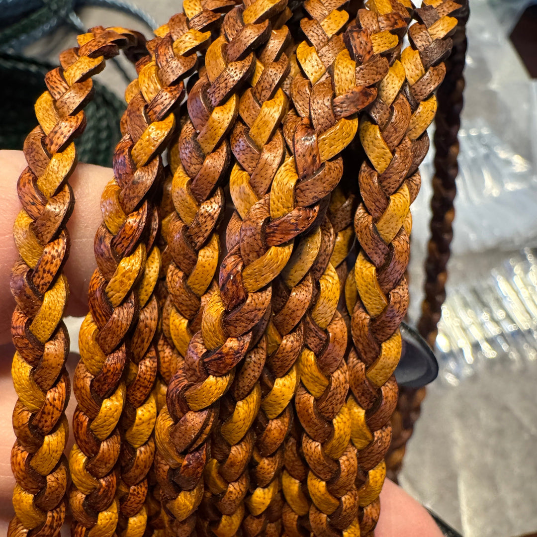 5mm FLAT Braided Leather Bracelets | SET A | 8 colors | Magnetic Closure | Unisex Bracelets Create Hope Cuffs Tri-Color Harvest Small (wrist 5.5-6.0") 