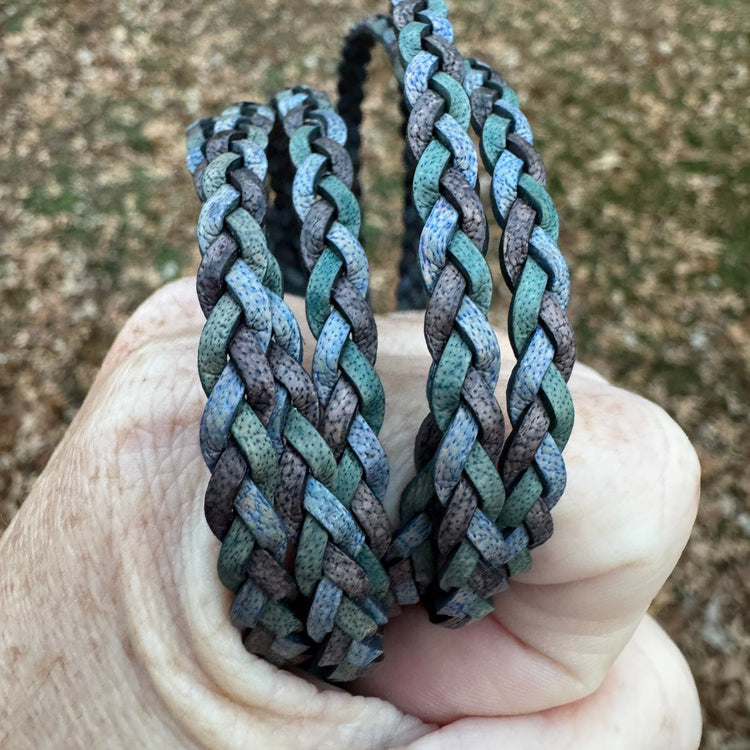 5mm FLAT Braided Leather Bracelets | SET B | 11 colors | Magnetic Closure | Unisex Bracelets Create Hope Cuffs Tri-Color Blue Small (wrist 5.5-6.0") 