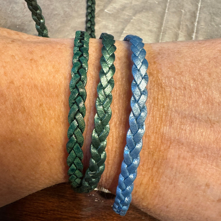 5mm FLAT Braided Leather Bracelets | SET B | 8 colors | Magnetic Closure | Unisex Bracelets Create Hope Cuffs 