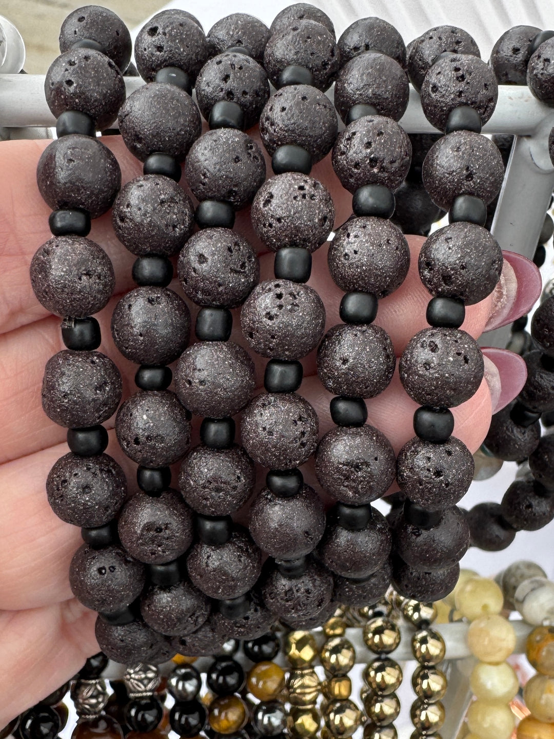 Chocolate Brown Lava | Gemstone Bead Bracelets | 8mm Beads | Women