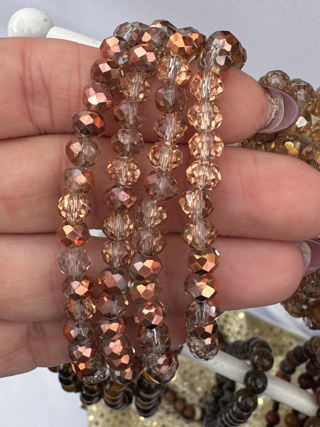 Faceted Crystal Beads | 7 COLORS | Glass Bead Bracelets | 6mm Beads | Women