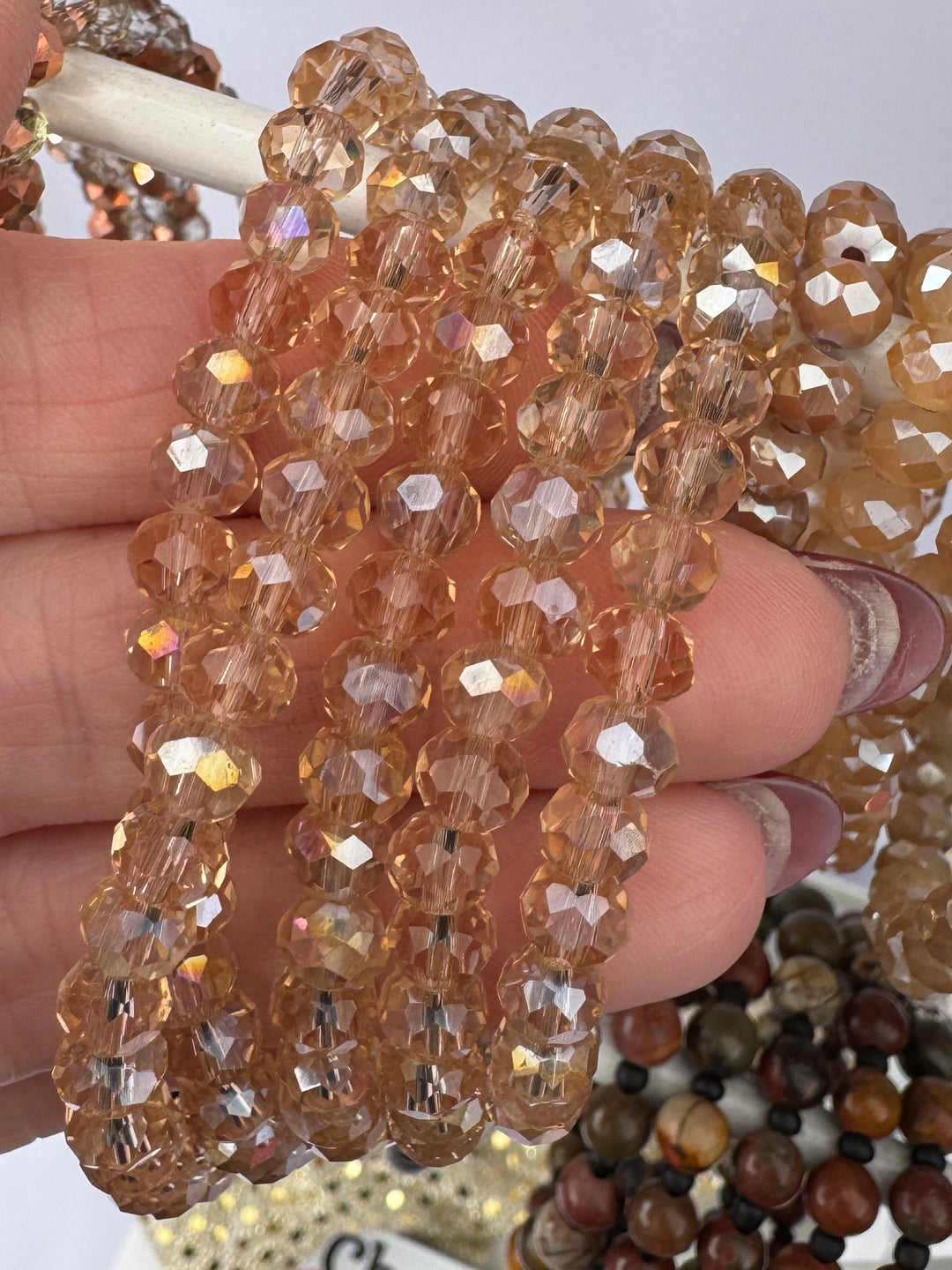 Faceted Crystal Beads | 7 COLORS | Glass Bead Bracelets | 6mm Beads | Women
