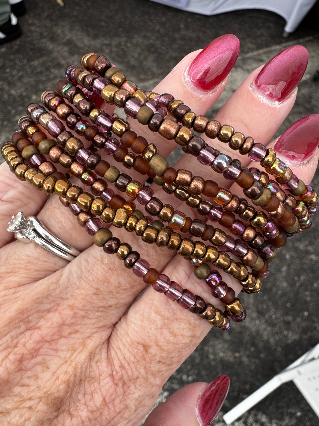 Chocolate Brown MIX  | Glass Bead Bracelets | 4mm Beads | Women