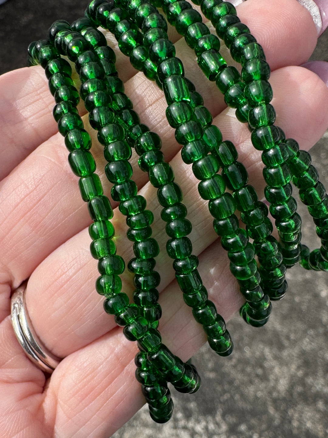 Bottle Green Seed | Glass Bead Bracelets | 4mm Beads | Women