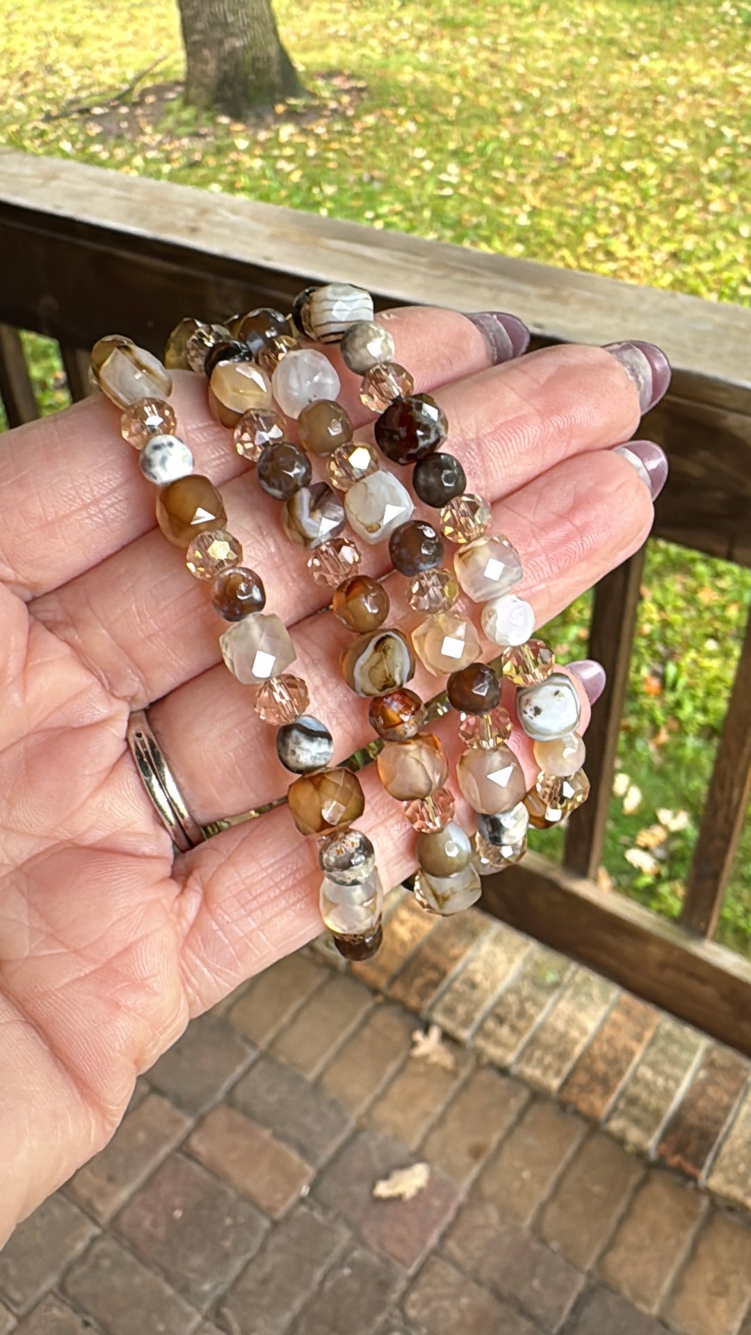 Autumn On Ice | Glass Bead Bracelets | 6-8mm Beads | Women